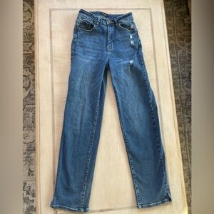 ViVI Vito Blue Straight-Leg Women's Jeans with Subtle Distressing Size 7
